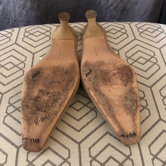 Ferragamo tan kitten heel mule sz 9 - Picture 5 of 6